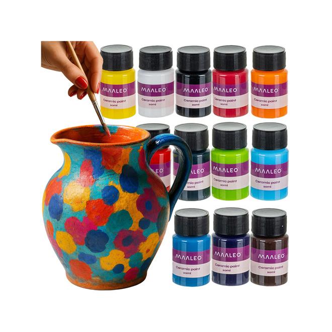 Farby na sklo a keramiku - 12 farieb Maaleo
