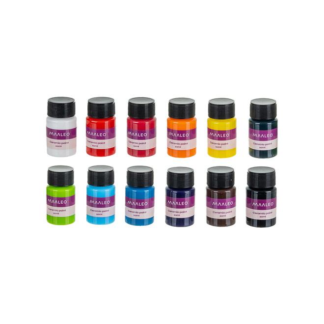 Farby na sklo a keramiku - 12 farieb Maaleo