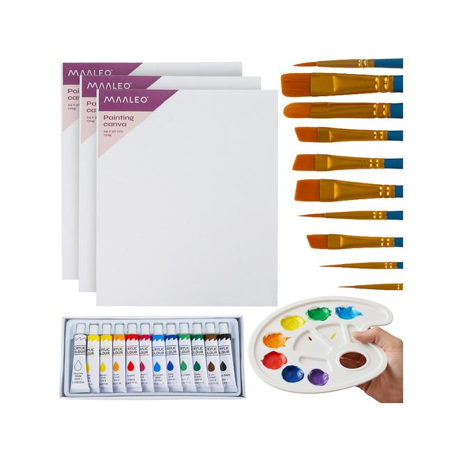 Kreatívna maliarska sada 26 ks - farby, štetce, plátno, paleta