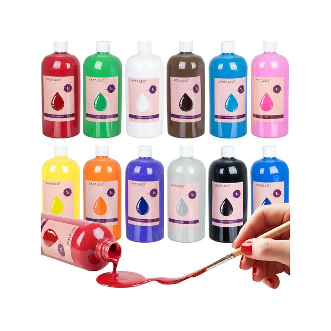 Plagátové farby - sada 12 x 1L Maaleo