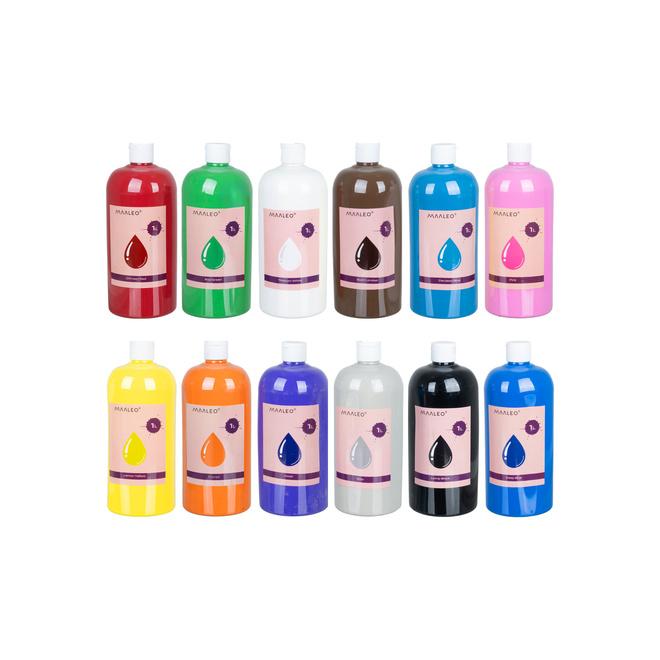 Plagátové farby - sada 12 x 1L Maaleo