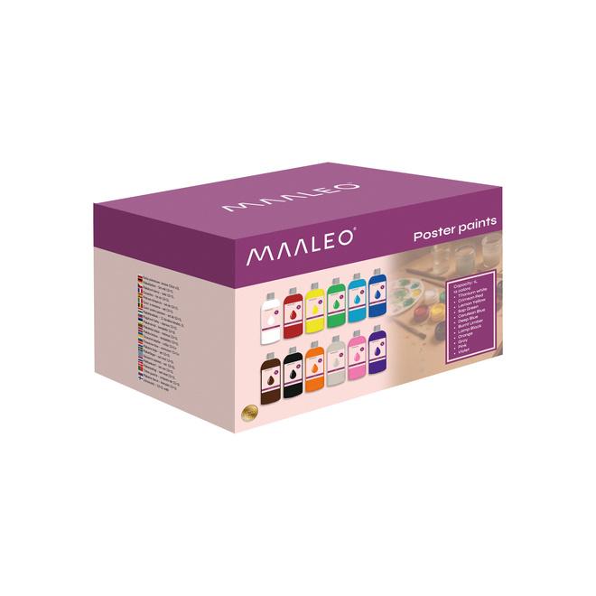Plagátové farby - sada 12 x 1L Maaleo