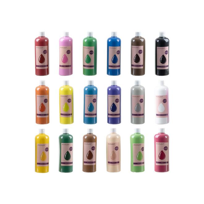 Plagátové farby - sada 18 ks x 500 ml Maaleo