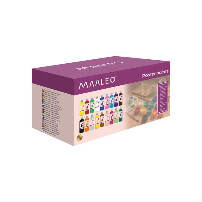 Plagátové farby - sada 18 ks x 500 ml Maaleo