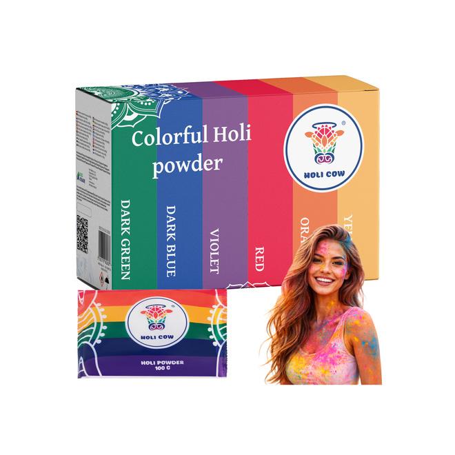 Sada farebných práškov 6x100 g Holi Cow