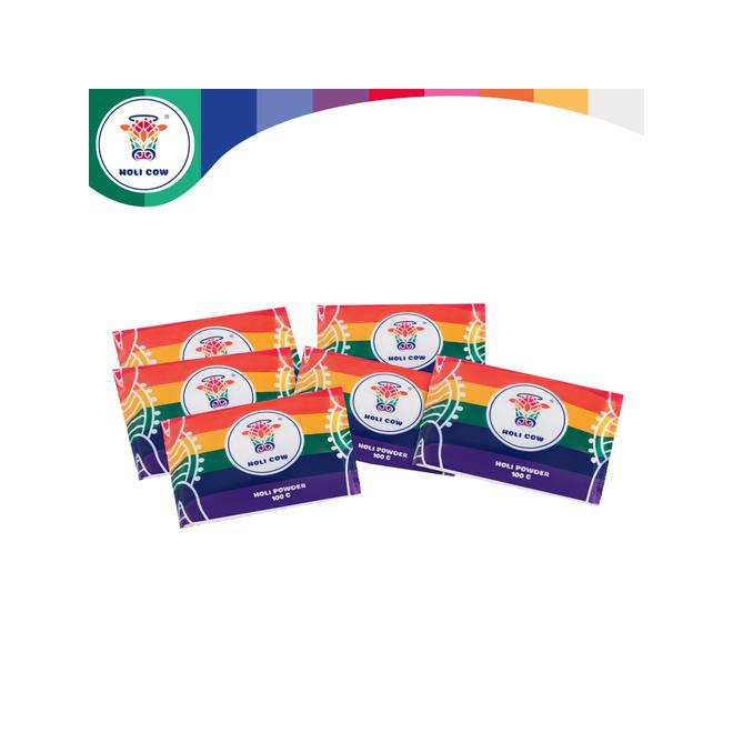 Sada farebných práškov 6x100 g Holi Cow