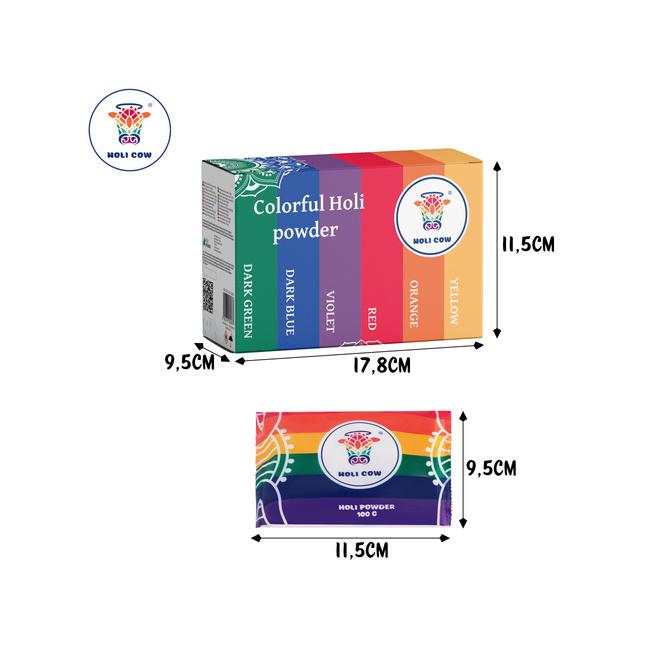 Sada farebných práškov 6x100 g Holi Cow