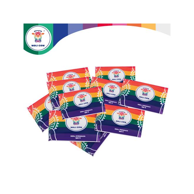 Sada farebných práškov Holi 10x100 g Holi Cow