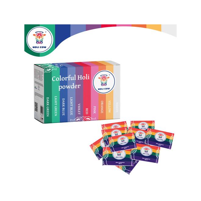 Sada farebných práškov Holi 10x100 g Holi Cow