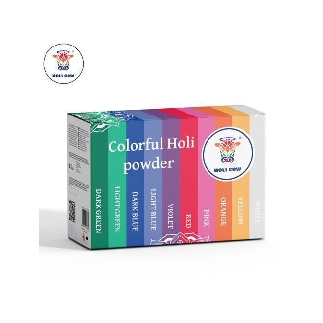 Sada farebných práškov Holi 10x100 g Holi Cow