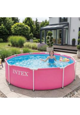 Ružový okrúhly záhradný bazén s rámom pre deti 244x76 cm
