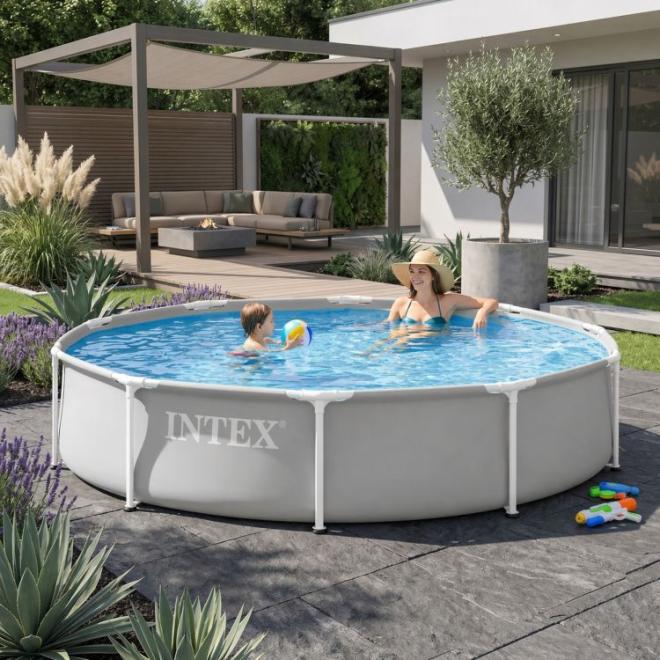 Záhradný sivý bazén s okrúhlym rámom 305x76 cm INTEX