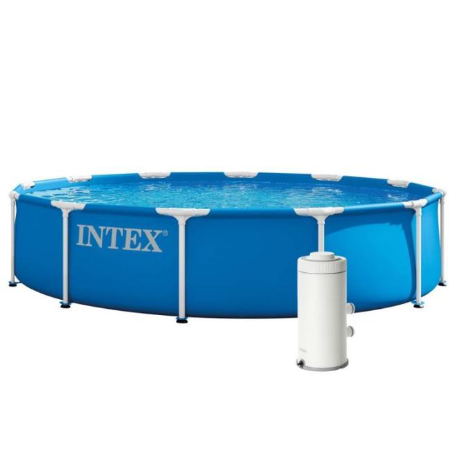 Záhradný bazén s okrúhlym rámom a pumpou 366x76 cm INTEX