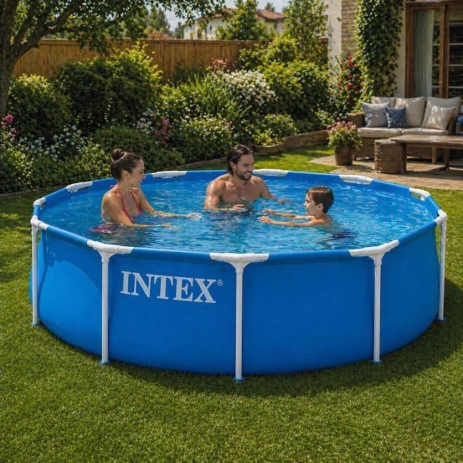 Záhradný bazén s okrúhlym rámom a pumpou 366x76 cm INTEX