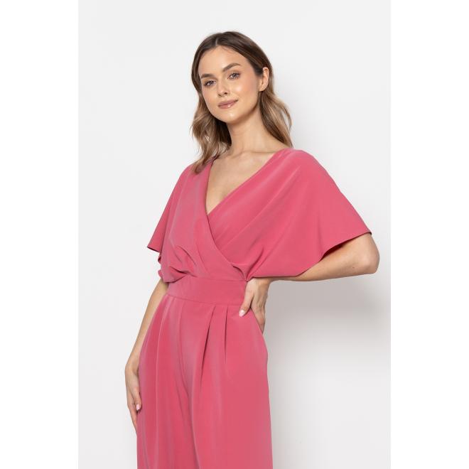 Malinový elegantný dámsky overal