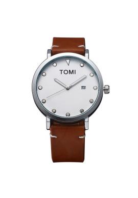 Hnedé módne hodinky Tomi s čiernym ciferníkom pre pánov